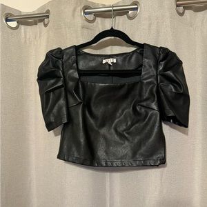 Faux leather top